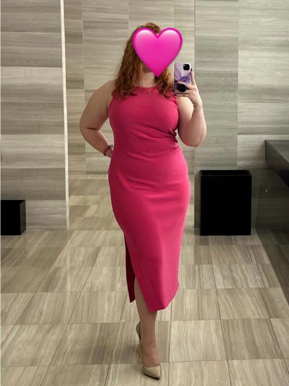 Ever New Hot Pink Sleeveless Midi Dress with Side Slit
